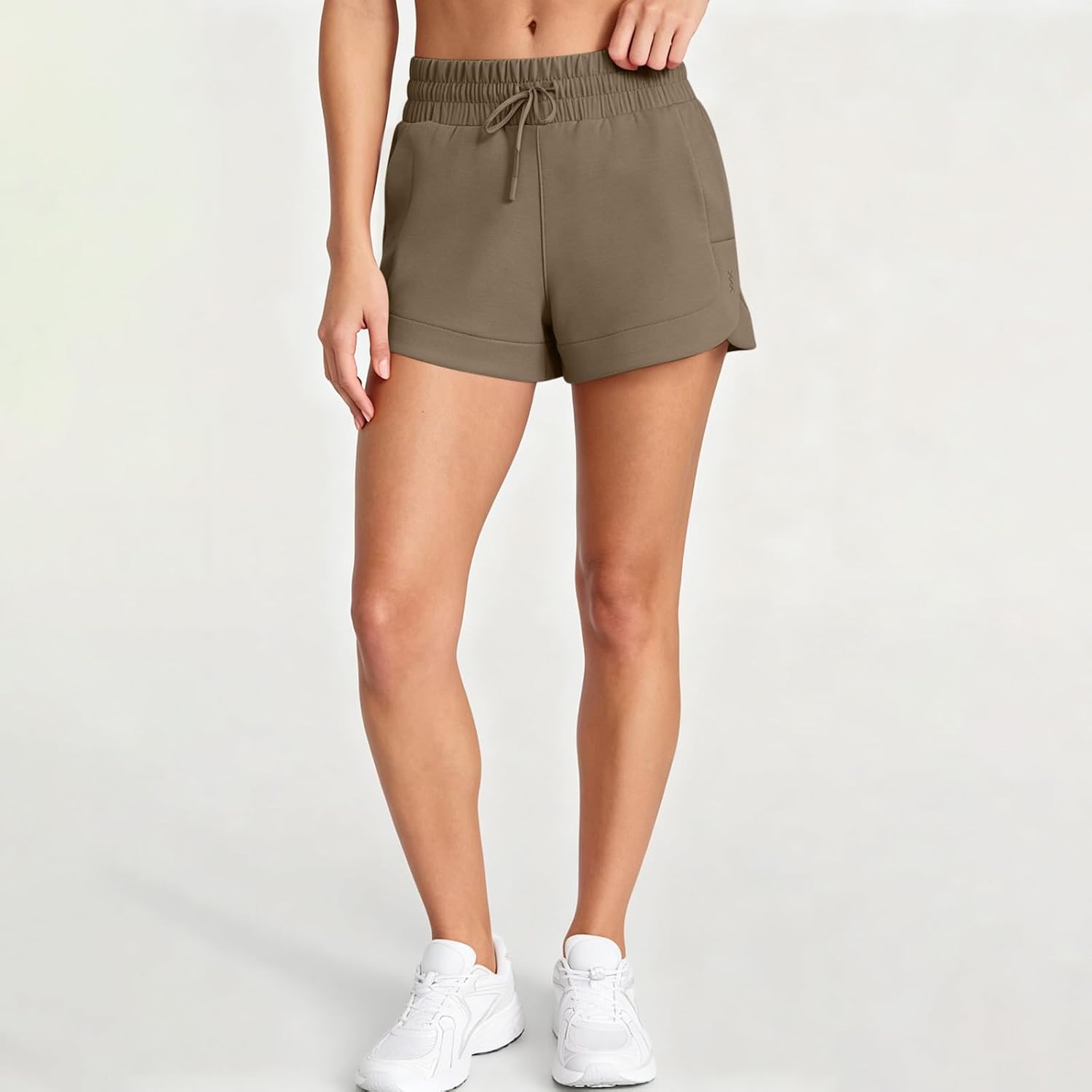 Womens 5 Inch Active Shorts with Pockets, Drawstring Elastic Waist Summer Bottoms, Breathable Athletic Shorts