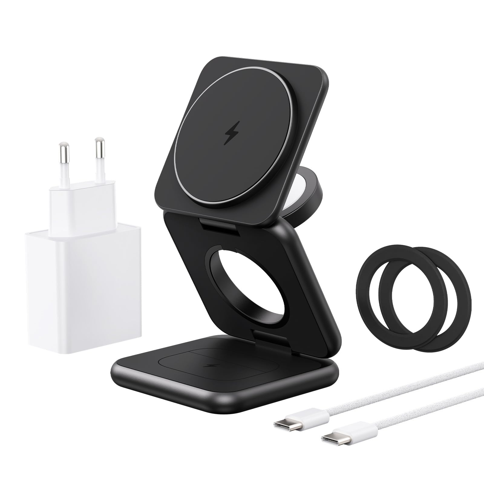 KU XIU 3 en 1 Magnética Cargador Inalámbrico para Samsung | Estación de Carga Plegable para Galaxy S26 S25 Ultra, Base de Carga para Galaxy Watch Ultra/7/6/5/4,para Galaxy Buds