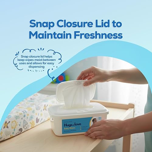Miniatura 4 de Dynarex Toallitas para bebés, toallitas sin alcohol para bebés con lanolina y aloe para hidratar la piel, no tejidas y sin perfume, 7 x 8 pulgadas,