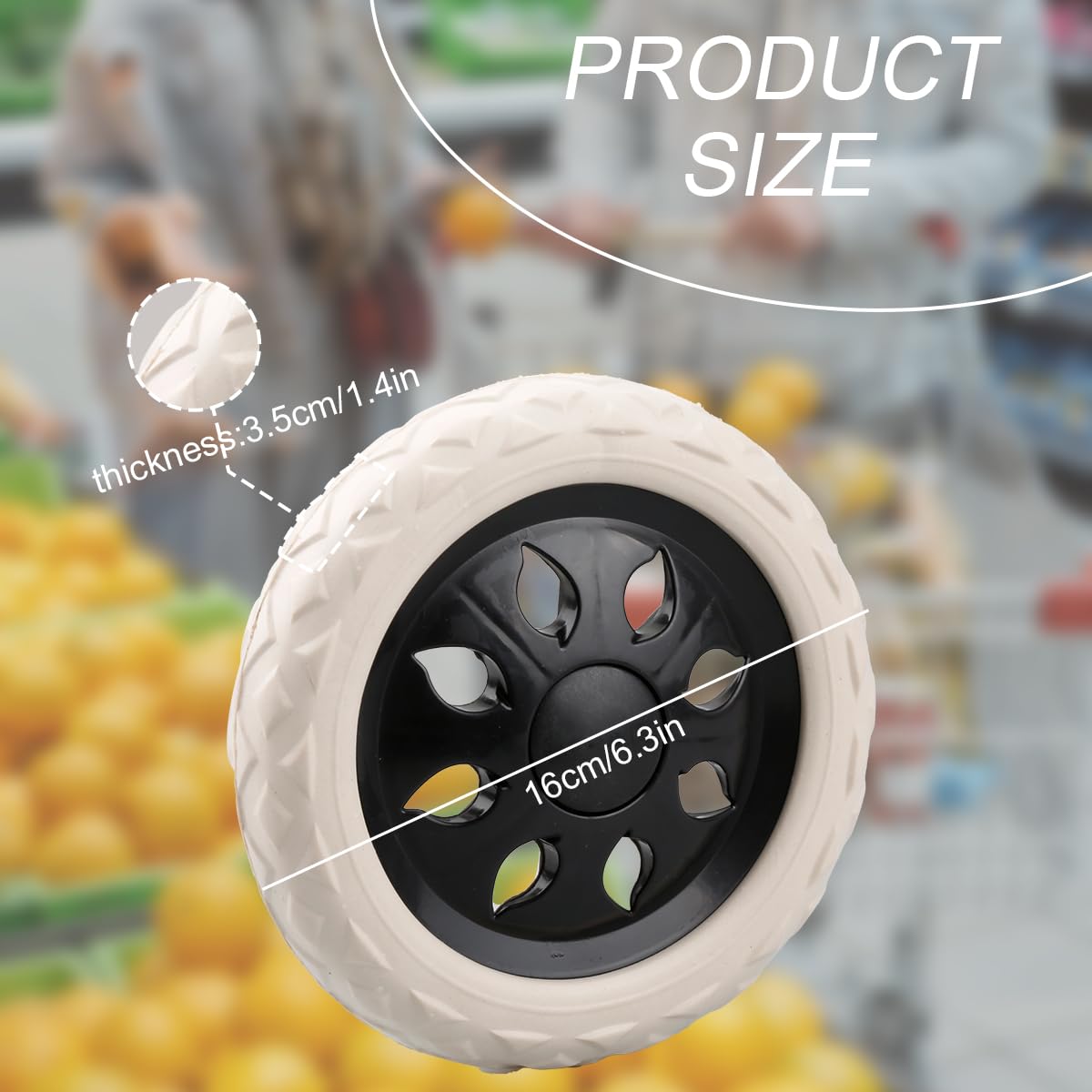 2Pcs Replacement Wheels - GLADFRESIT Shopping Trolley Wheels Plastic Core Foaming Wheel Trolley Spare Castors for Wheelchair Luggage - Image 2