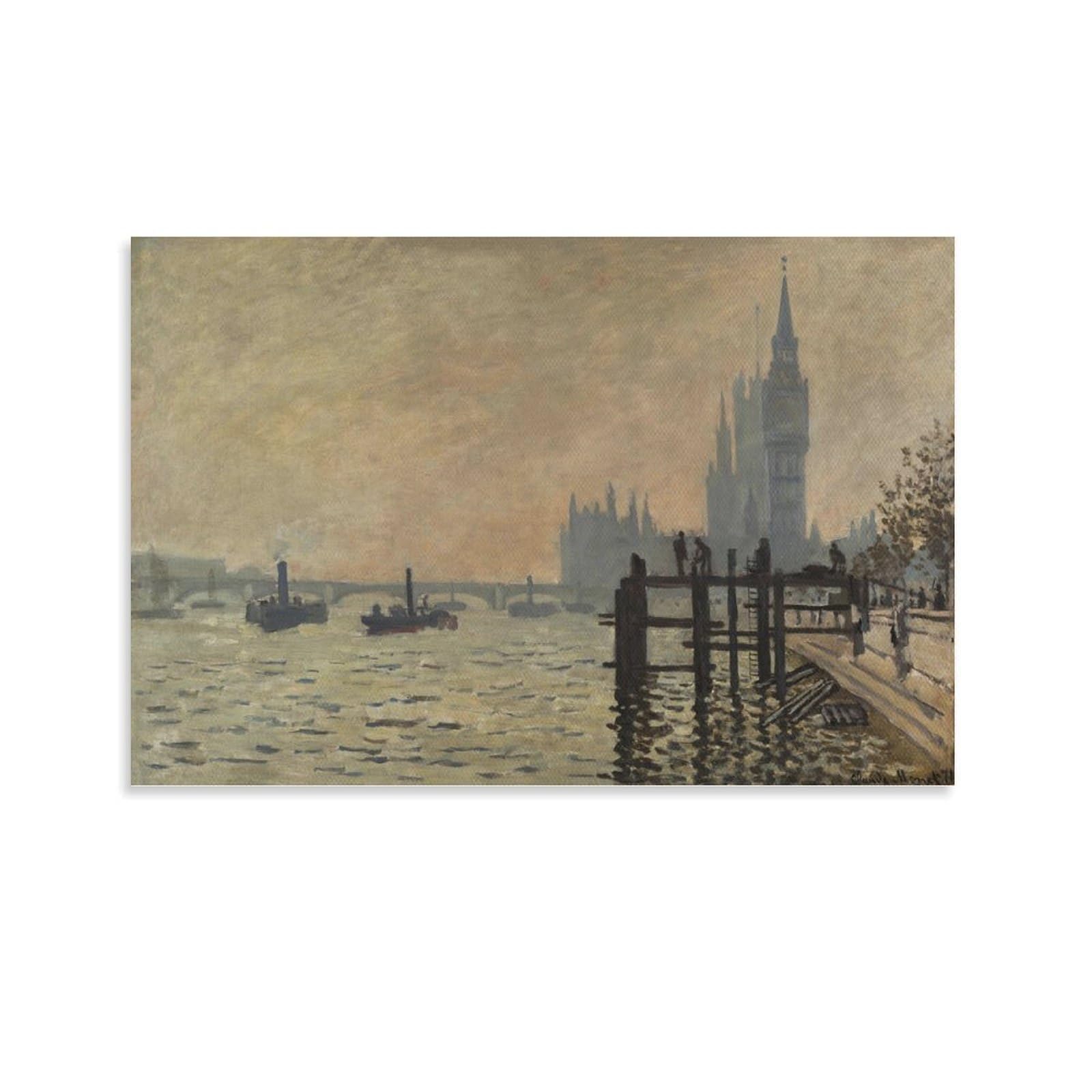 The Thames Below Westminster by Claude Monet Posters Cool Artworks Painting Wall Art Canvas Prints Hanging Picture Home Decor 08x12inch(20x30cm)