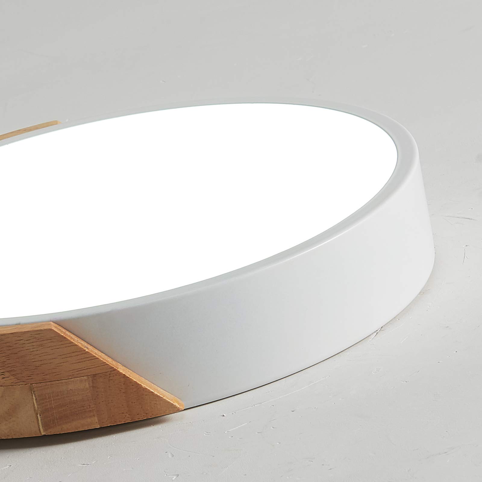 Plafonnier LED 24W Blanc Chaud 3000K 1600LM, Plafonniers LED Modernes Ronds en Bois d'intérieur Ø30cm pour Salon Salon Cuisine Salle à Manger Couloir Bureau à Domicile
