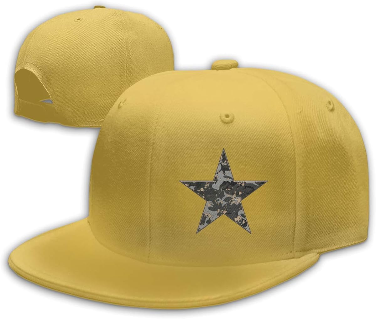 sand Flat Brim Baseball Hat for Unisex, Camouflage Star Fashion Dad Hat