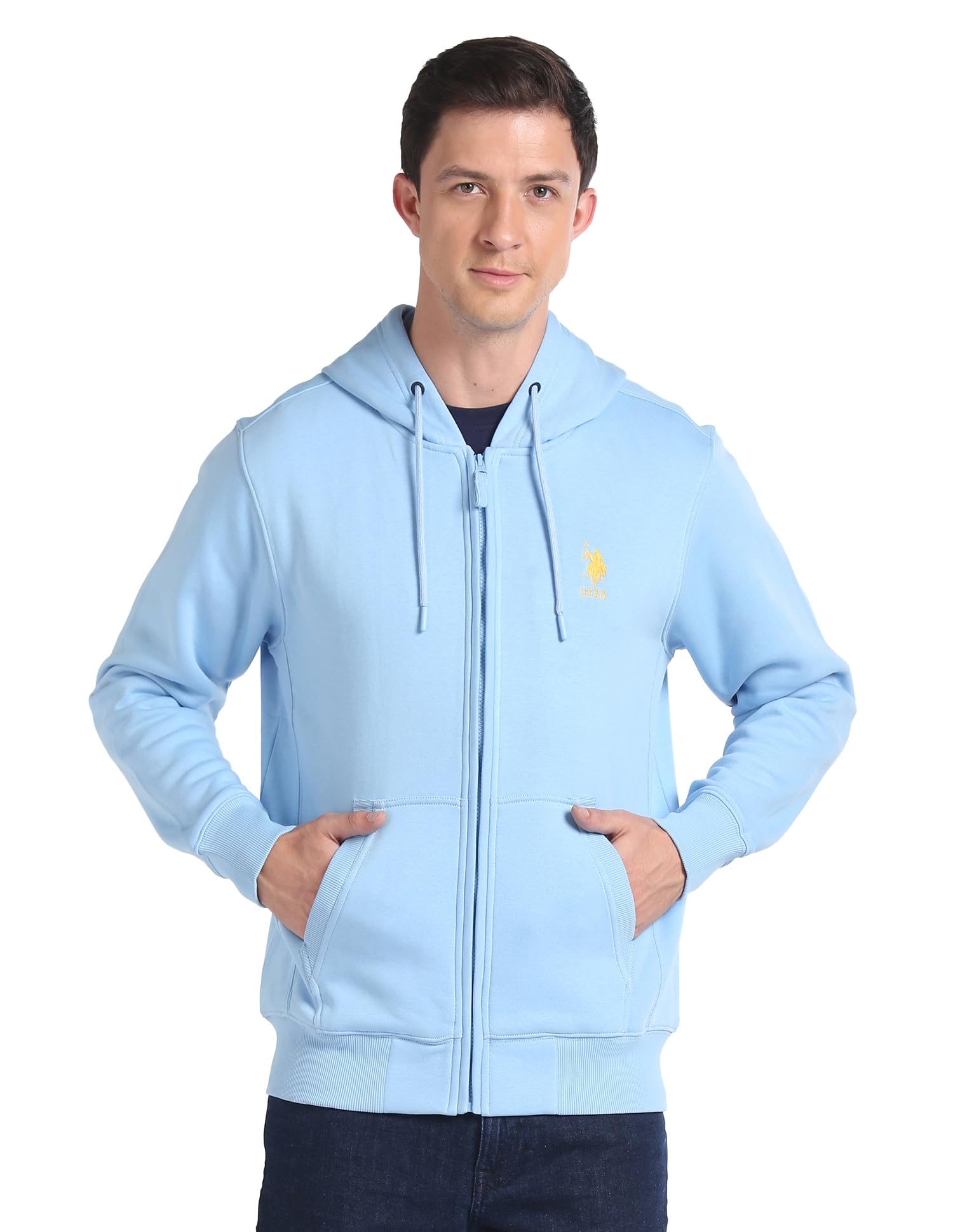 u.s. polo assn. Solid Hooded Sweatshirt Light Blue-picture-13
