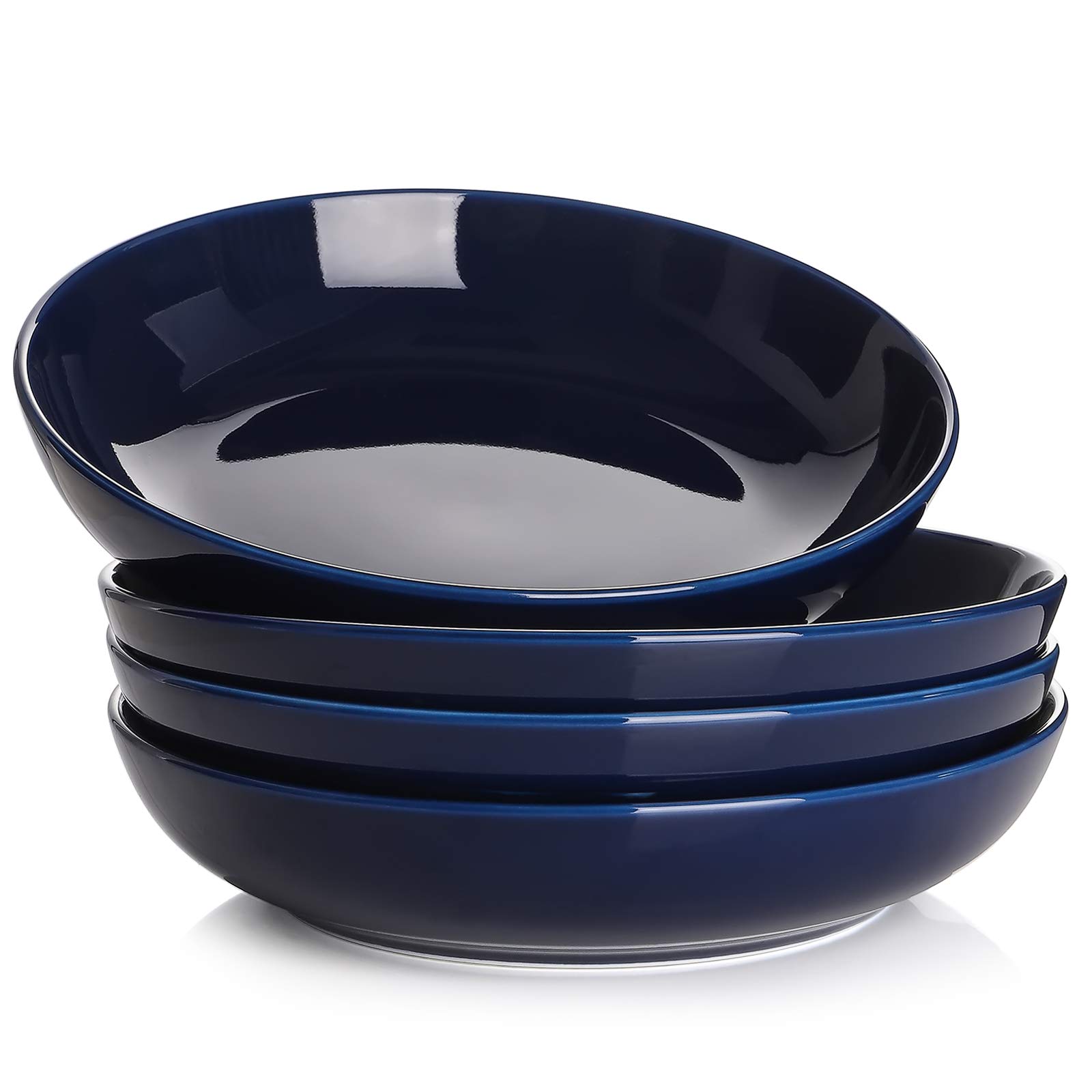 Y YHYPasta Bowls, Large Salad Serving Bowls, Soup Bowl Set 32 Ounces, Porcelain Pasta Plates and Bowls Sets, Microwave Dishwasher Safe, Blue, Set of 4