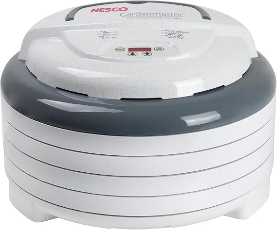 NESCO FD-1040 Gardenmaster Digital Pro dehydrator, For Jerky and Snacks, White & NESCO LM-2-6 Round Plastic Mesh 13 1/2 Clean-A-Screens, for Dehydrators, 2 Pack