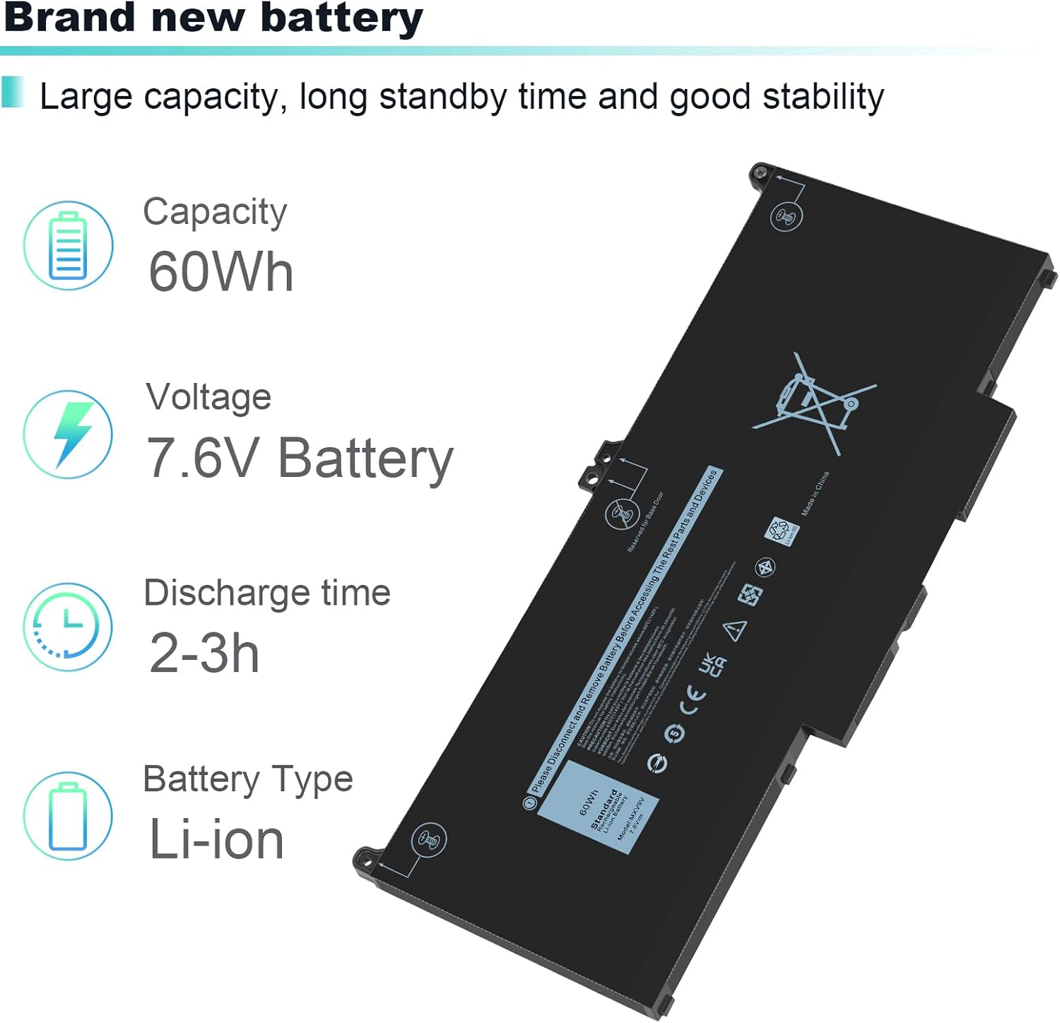 TREE.NB 60Wh MXV9V Laptop Battery Replacement for Dell Latitude E7400 E7300 5300 5310 7300 7400, Latitude 5300 5310 2-in-1, P96G P97G P99G P100G 5VC2M 05VC2M 829MX 0829MX