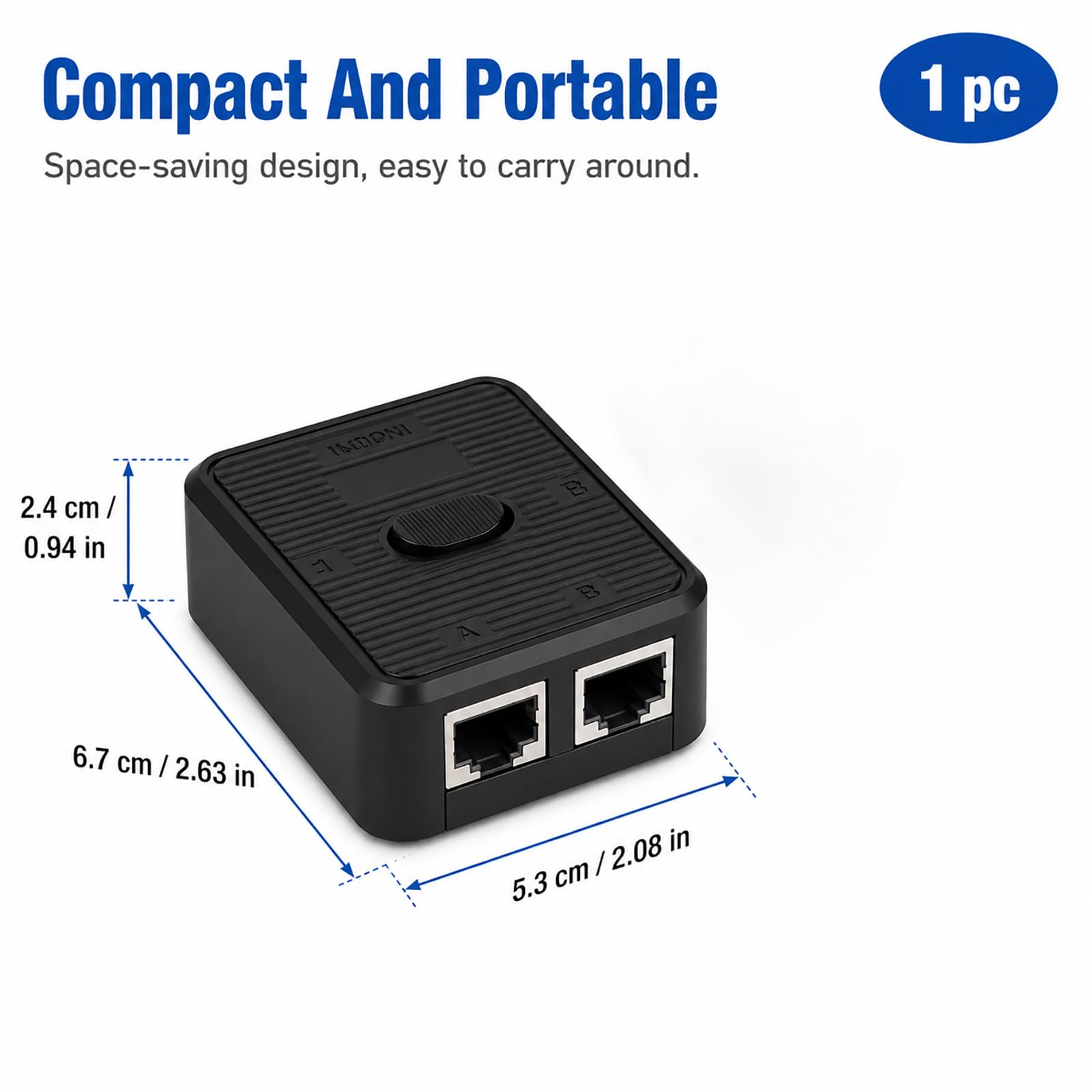Netzwerk Switch 2 Ports, LAN Switch 2 in 1 Out Gigabit Ethernet 1000Mbits Passiver 1-in-2-out / 2-in-1-out Umschalter ohne Stromversorgung mechanischer RJ45 vergoldet mit CAT5e CAT6 CAT6A CAT7 Kabeln