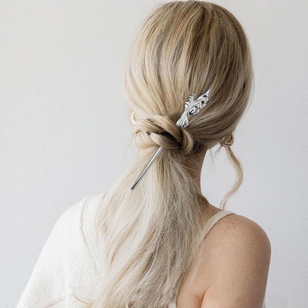 Retro Silver Hair Pins,Elegant Metal Hair Stick,Large French Hair Pins For Thick Thin Hair,Hair Accessories for Buns Women Hairstyle Accessories (With Gift Box) - Image 4