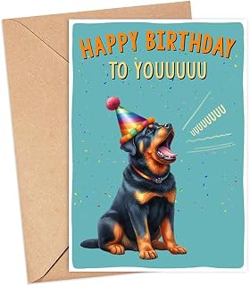 Rottweiler Dog Card - Birthday Card For Dog Owner - Funny Rottweiler Dog Birthday Card - Gift For Rottweiler Dog Lovers - Gift For Dog Moms - Dog Dads - Happy Birthday To Youuuu