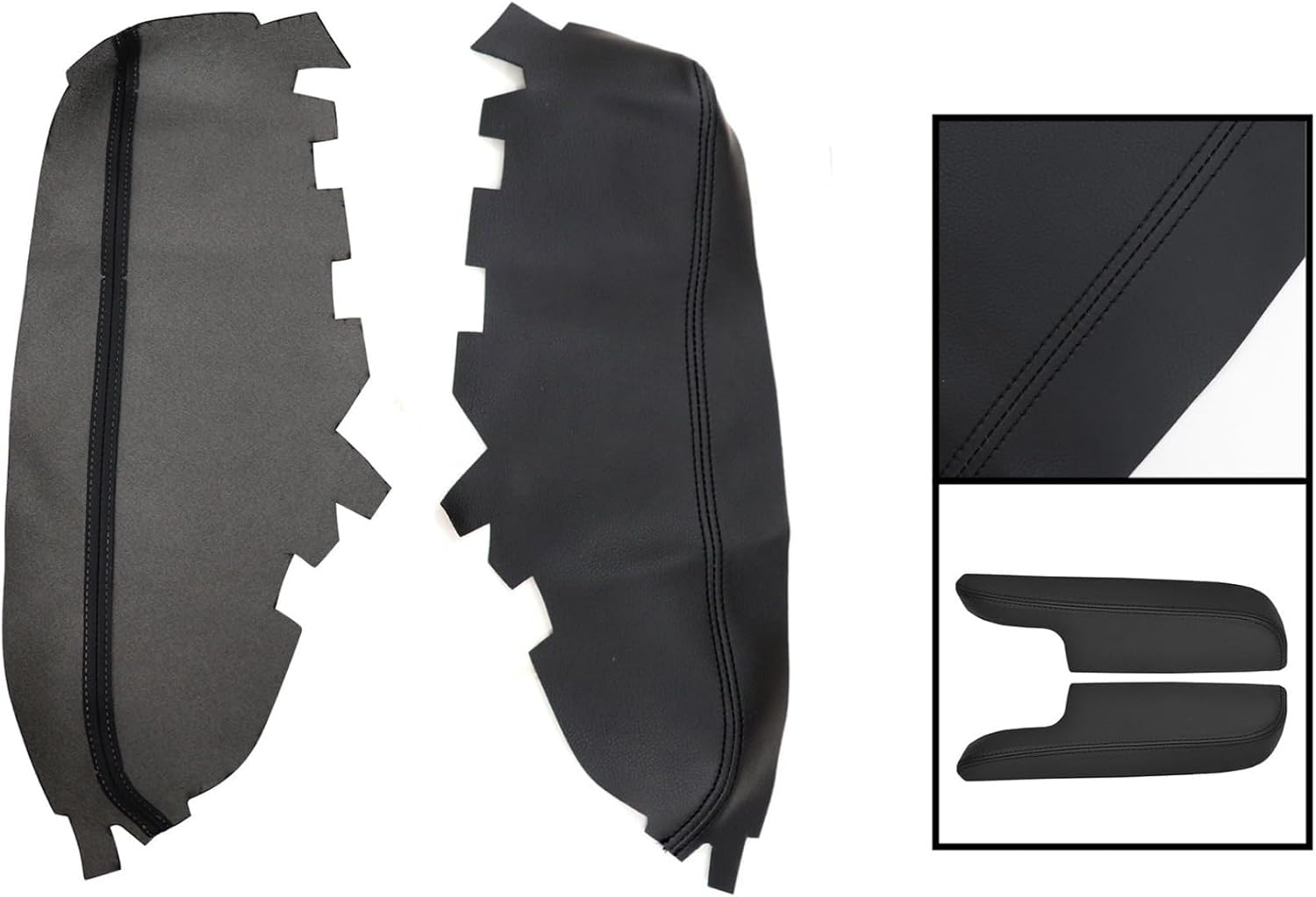 FZJDSD 2Pcs Black Front Door Panels Armrest Cover Microfiber Leather Skin Replacement Compatible with Toyota Avalon 2013 2014 2015 2016 2017 2018