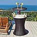 Giantex Outdoor Cool Bar Rattan Style Patio Cool Bar Table Adjustable Height Cocktail Coffee Table for Party Deck Pool Use, Brown