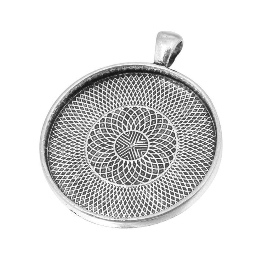 Akoak Silver 20 Pieces 35Mm Diameter Antique Round Pendant Trays Pendant Blanks Cameo Bezel Cabochon Settings For Photo Charm Or Cabochon