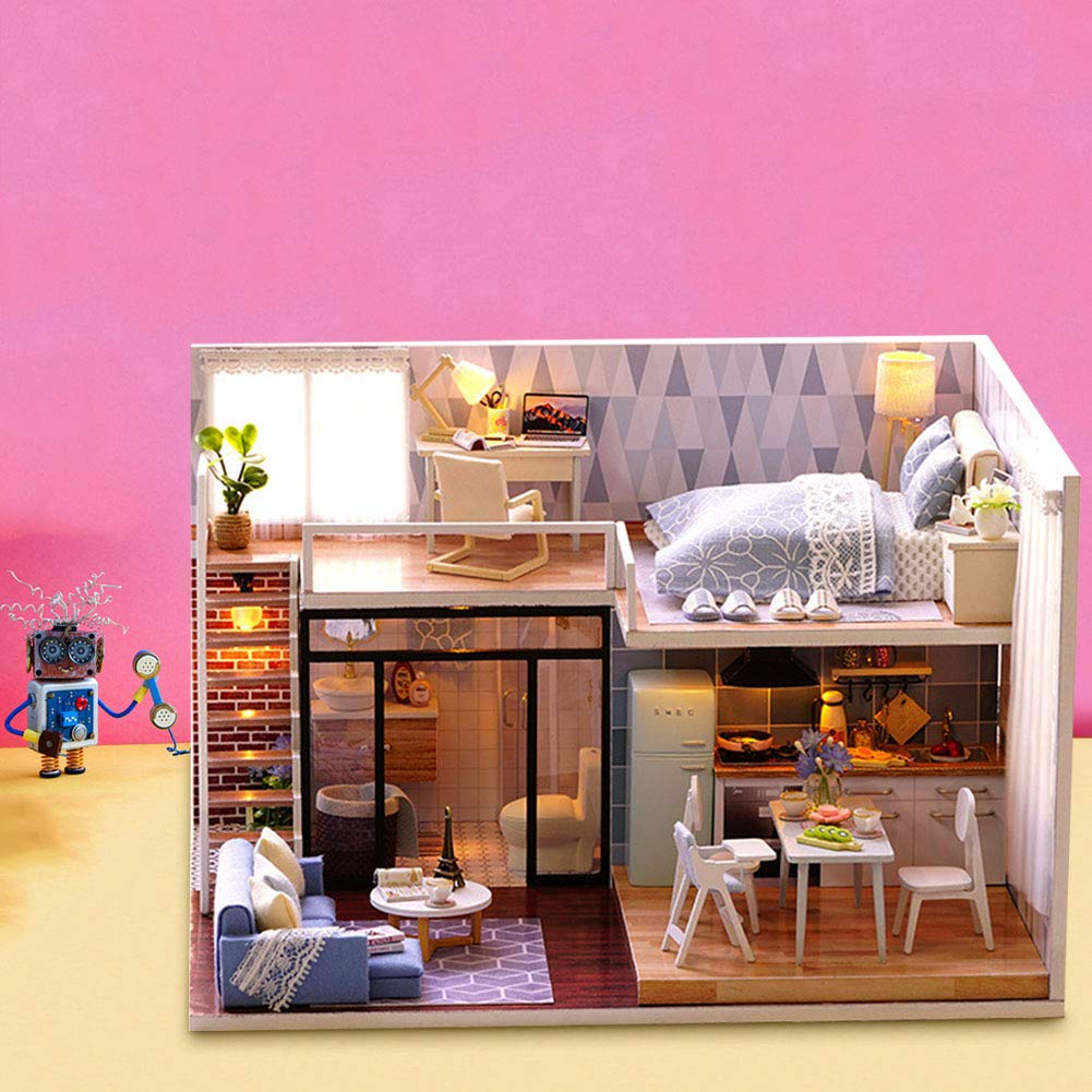Fabater Puzzle in Legno 3D per Casa delle Bambole Kit Casa delle Bambole Fai-da-te con Mobili, Giocattolo Educativo Fatto a Mano, Miglior Regalo per Ragazze, attività Divertente per la Famiglia