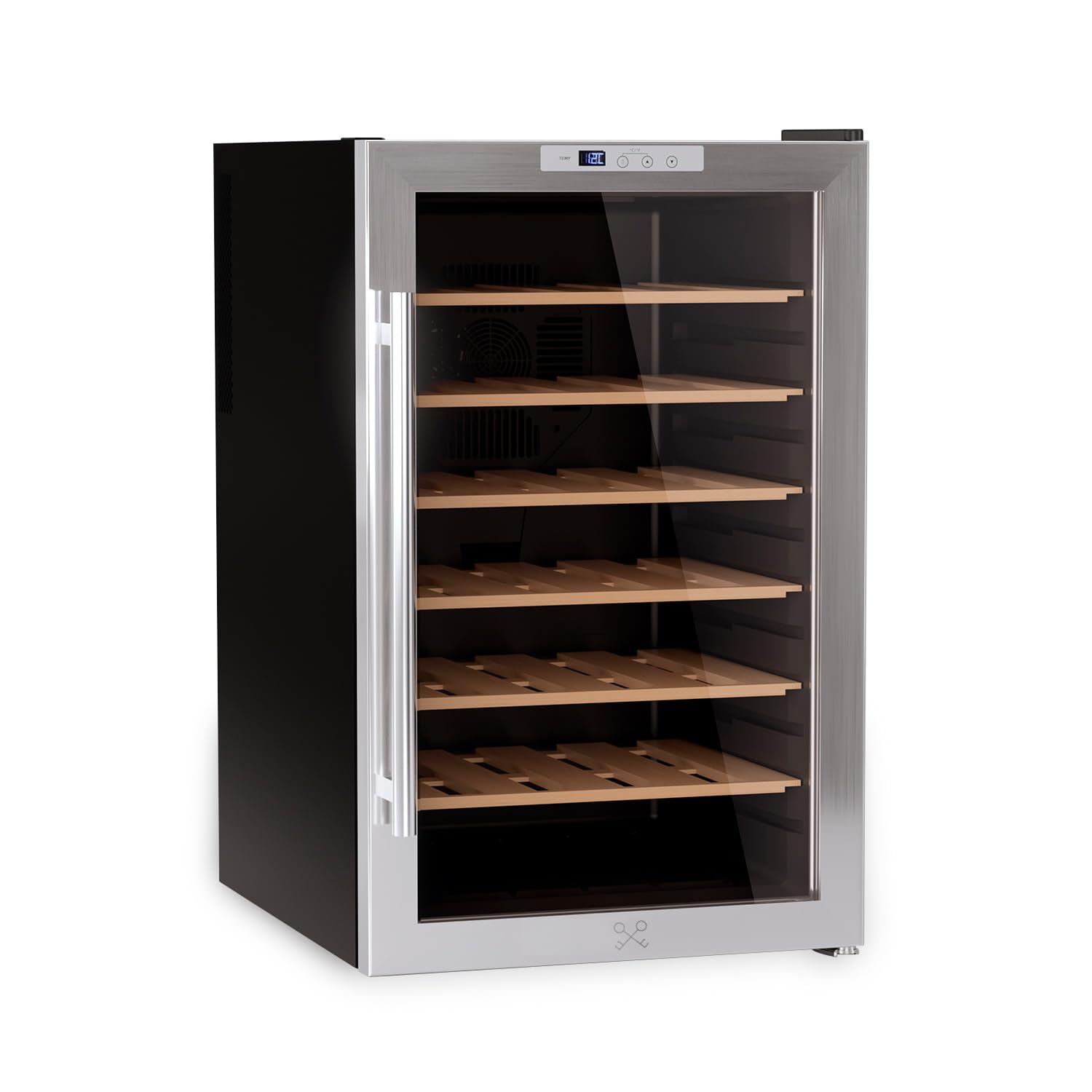 Les Petits Champs Cave à Vin 28 Bouteilles CAVC28 70L 6 Etagères Réglable 11-18°C Refroidissement Thermoélectrique LED Anti-UV