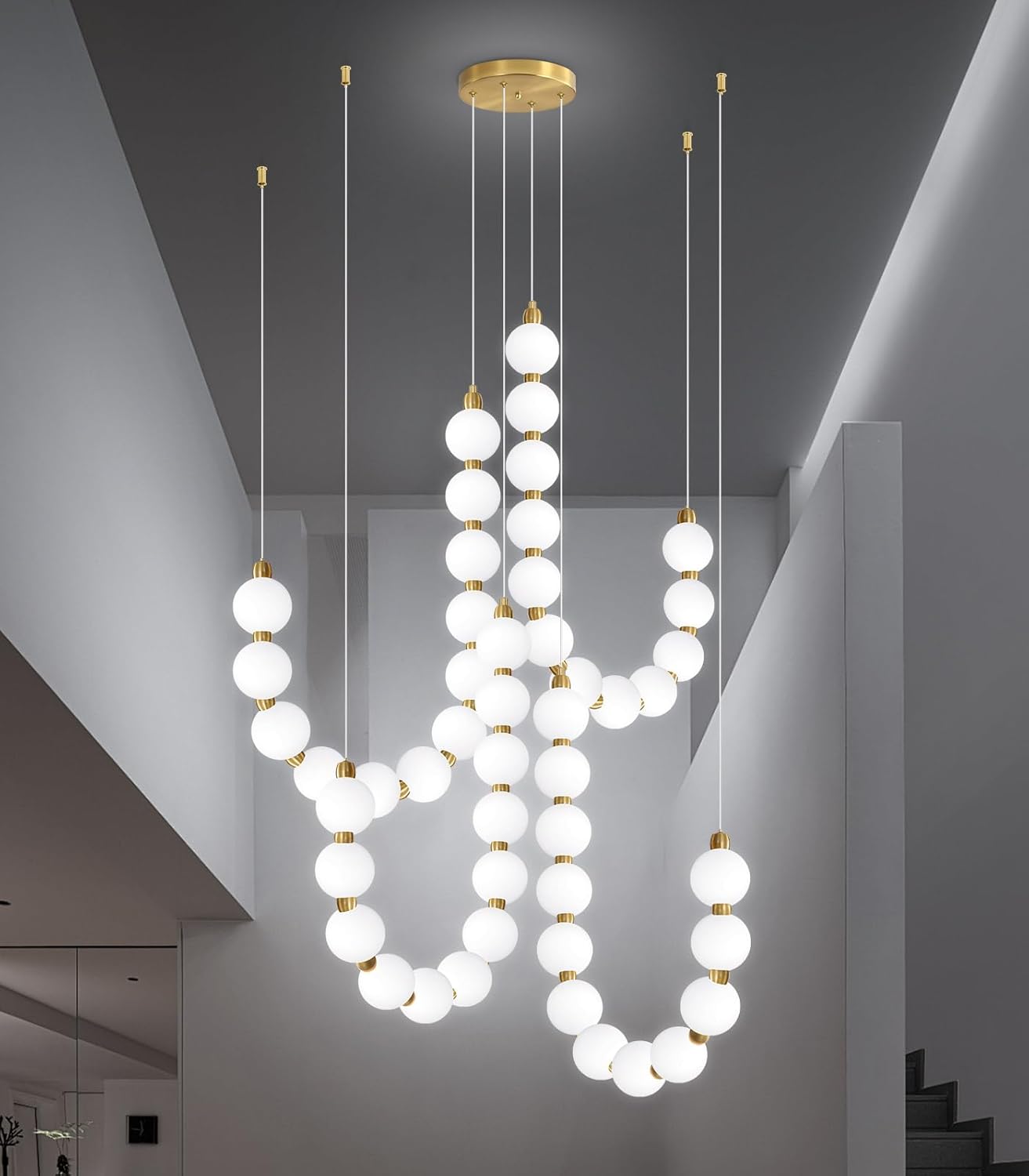 Modern Chandeliers LED Dimmable Light Acrylic Balls Ceiling Pendant Lighting for Living Room Dining Room Bedroom Adjustable Hanging Lights 90 Watts Gold Lamp