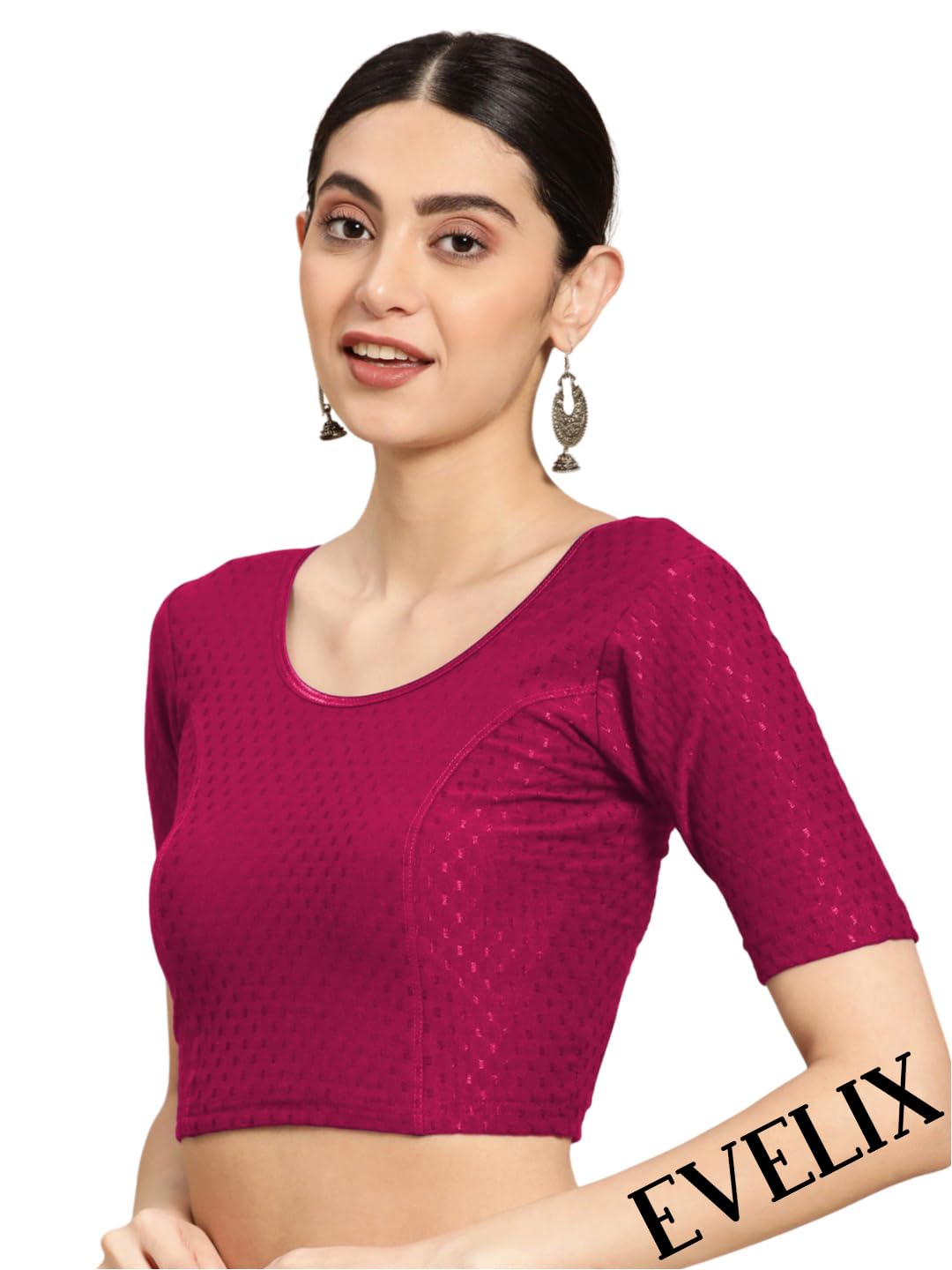 Blouse for Women, Readymade Elbow Sleeve Cotton Lycra Blouses for Women, Stretchable Stylish Designer Crop Top Blouse for Party, Marriage, and Many More Occasions-image-29