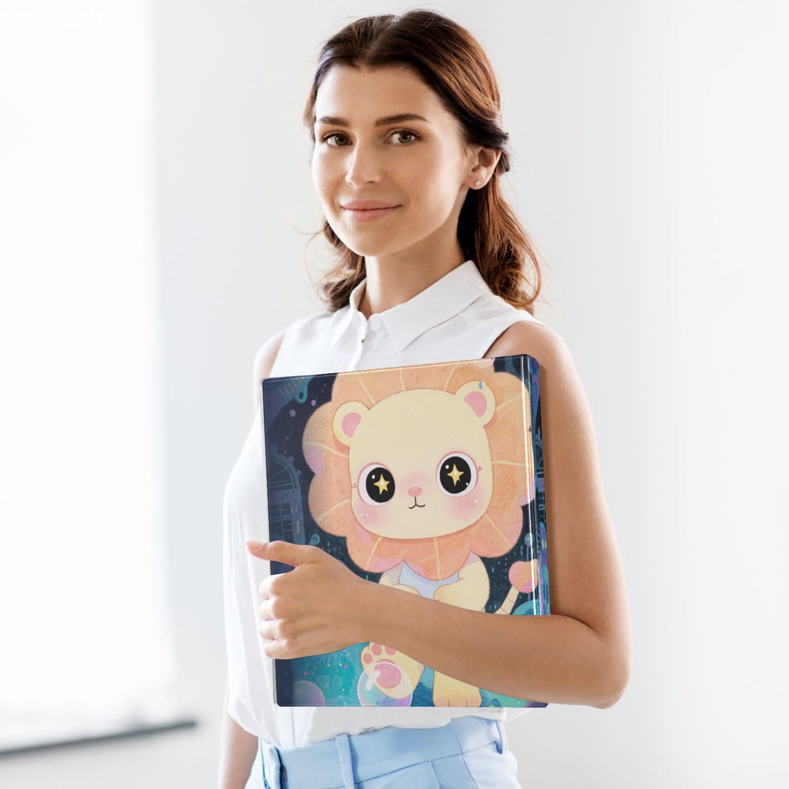 Reliures de 1 et 1/2 pouce pour l'école Illustration de lion de dessin animé mignon