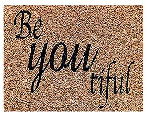 Image of Onlymat Be Awesome Printed Anti-Slip Doormat (Beige and Black) Rectangular Shaped Entryway Rug Natural Coir with PVC Backing for Outdoor Entrance Home Mats Floor Door Hall Room Living (75cm x 45cm)