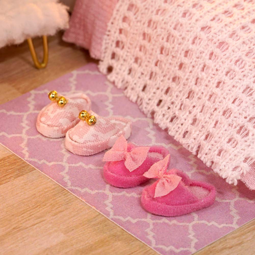 Generic Kit per Casa delle Bambole Rosa Fai-da-te Modello di Casa delle Bambole in Miniatura in Legno Fatto a Mano Carino per la Decorazione Domestica e Materiale Ecologico Regalo per Bambini