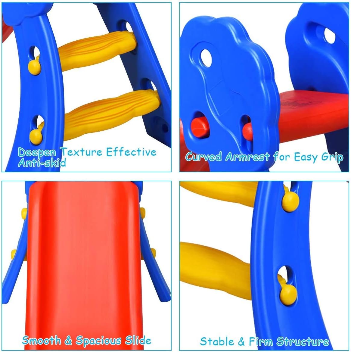 GLACER Toddler Slide, 3 in 1 Foldable Freestanding Climber Playset with Basketball Hoop, Plastic Indoor and Outdoor Playground for Kids, Baby Slide for Age 2-5 Years Old