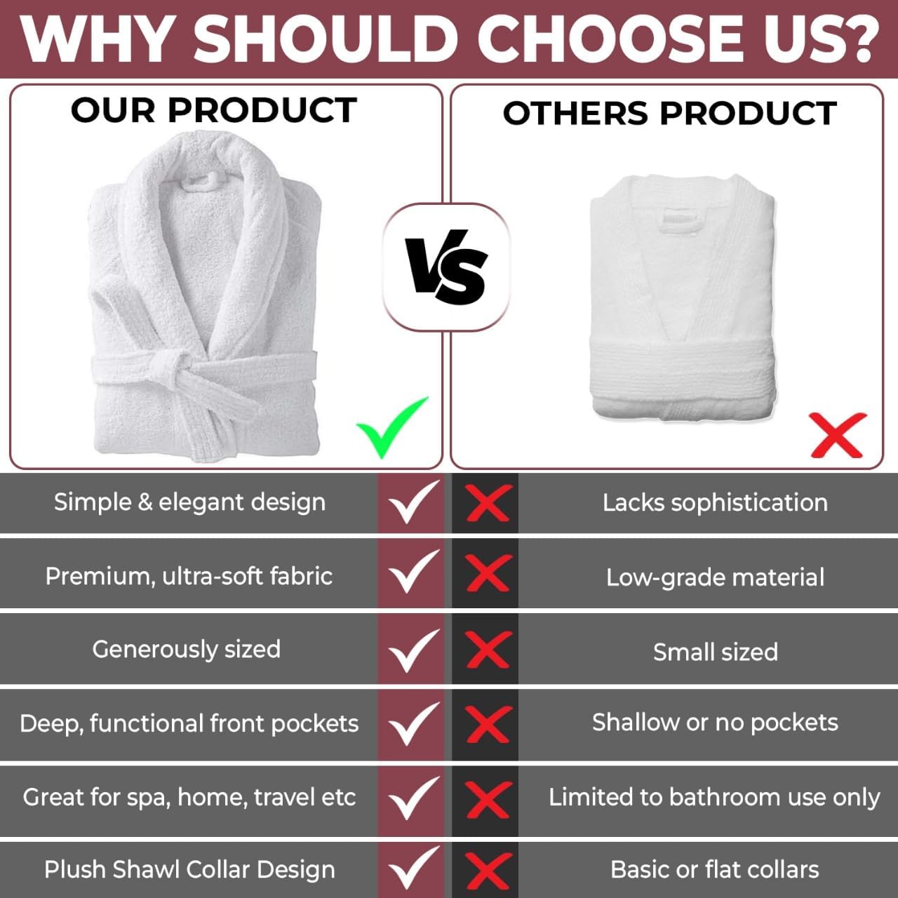 Cotton Terry Robes for Women and Men, Terry Shawl Collar Bathrobe, ONE SIZE - UNISEX Men & Women Spa Robe - Image 6