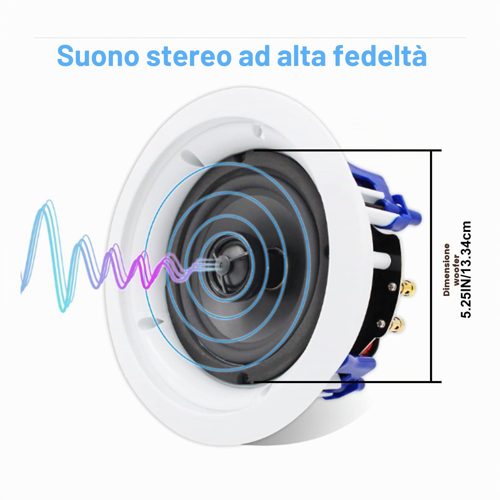 Herdio Altoparlante da soffitto 5,25 pollici 8 Ohm 300 watt suono da incasso