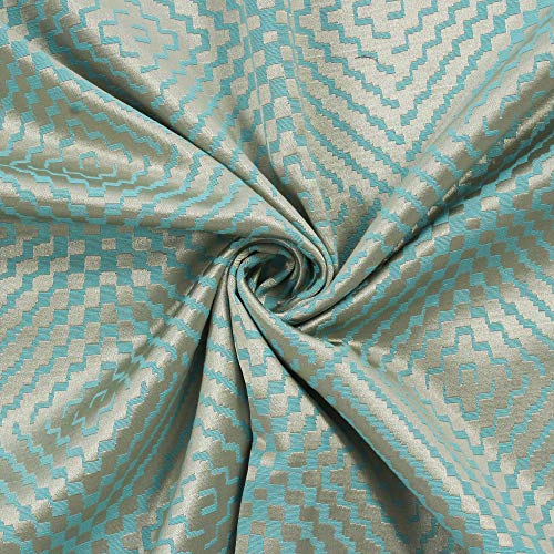 Image of Story@Home Bloom Collection Jacquard Lavish and Modern Rich Floral Print 4 Piece Eyelet Ring top Door Curtain for Bedroom and Hall - 7 Feet, Ocean Blue