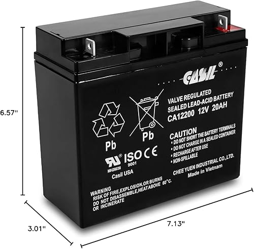 Miniatura 7 de Casil Batería de 12v 20ah - AGM de ciclo profundo, compatible con NP12, 6DZM20, 6DZF20, DURDC12, expertpower exp12200, Sealake FM12200 - Bateria 12v