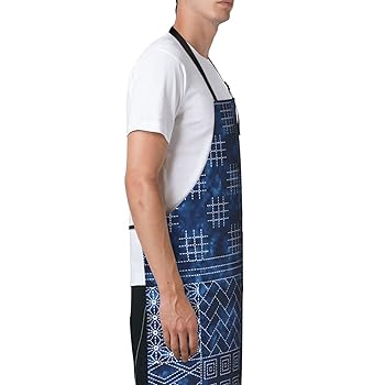 Amazon.co.jp: [Lshtar] エプロン 刺し子柄のパネル キッチン