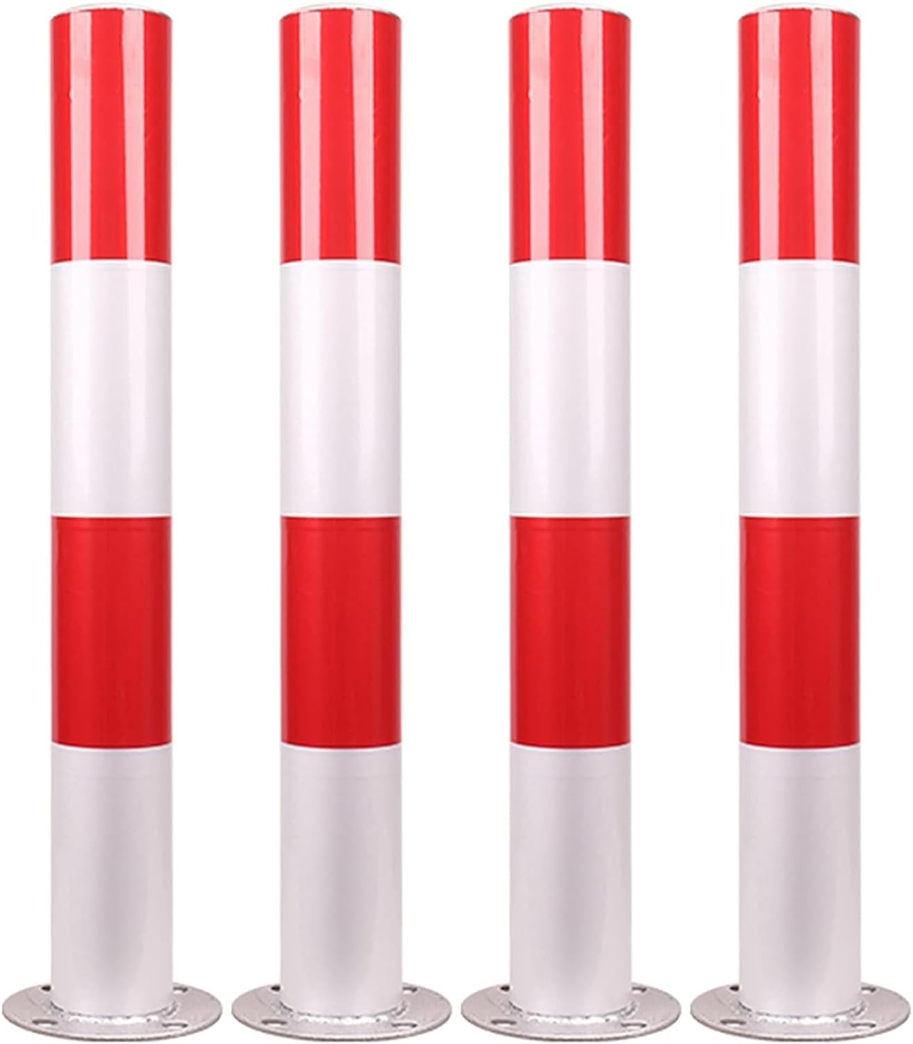 LYDBMYT Bollard Post White Red, Parking Bollards for Traffic Control, Traffic Posts 1 2 4 6 8 10Pack, Outdoor Traffic Control Barriers,White+Red D89Mm-H60Cm 4Pc