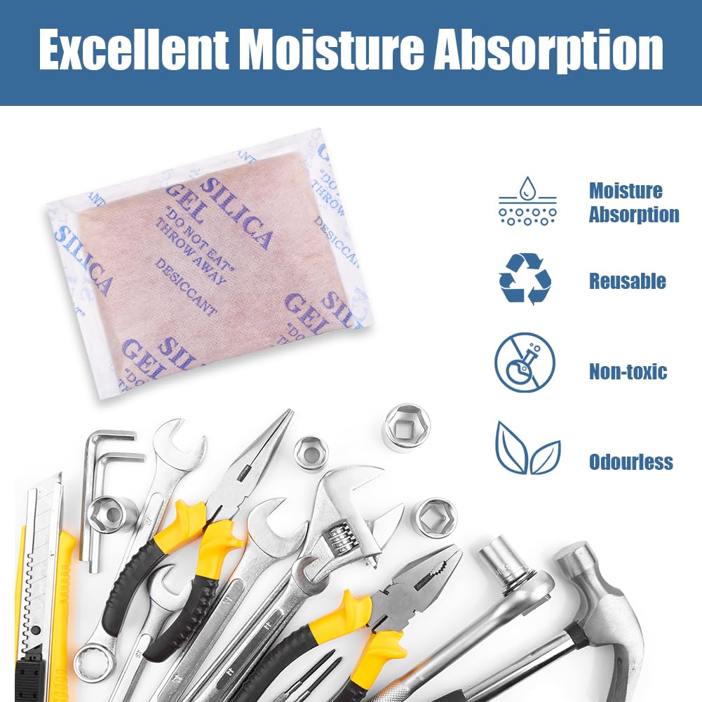 Aolso 100g (8 Bustine) di Gel di Silice Essiccante, Indicatore Essiccante da Arancione a Verde, Riutilizzabili, Gel di Silice Antiumidità per Vestiti, Armadi, Prodotti Elettronici e Gioielli ecc.