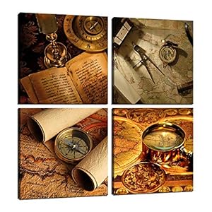 Wall HDQ 4-teiliges nautisches Leinwandbild Set