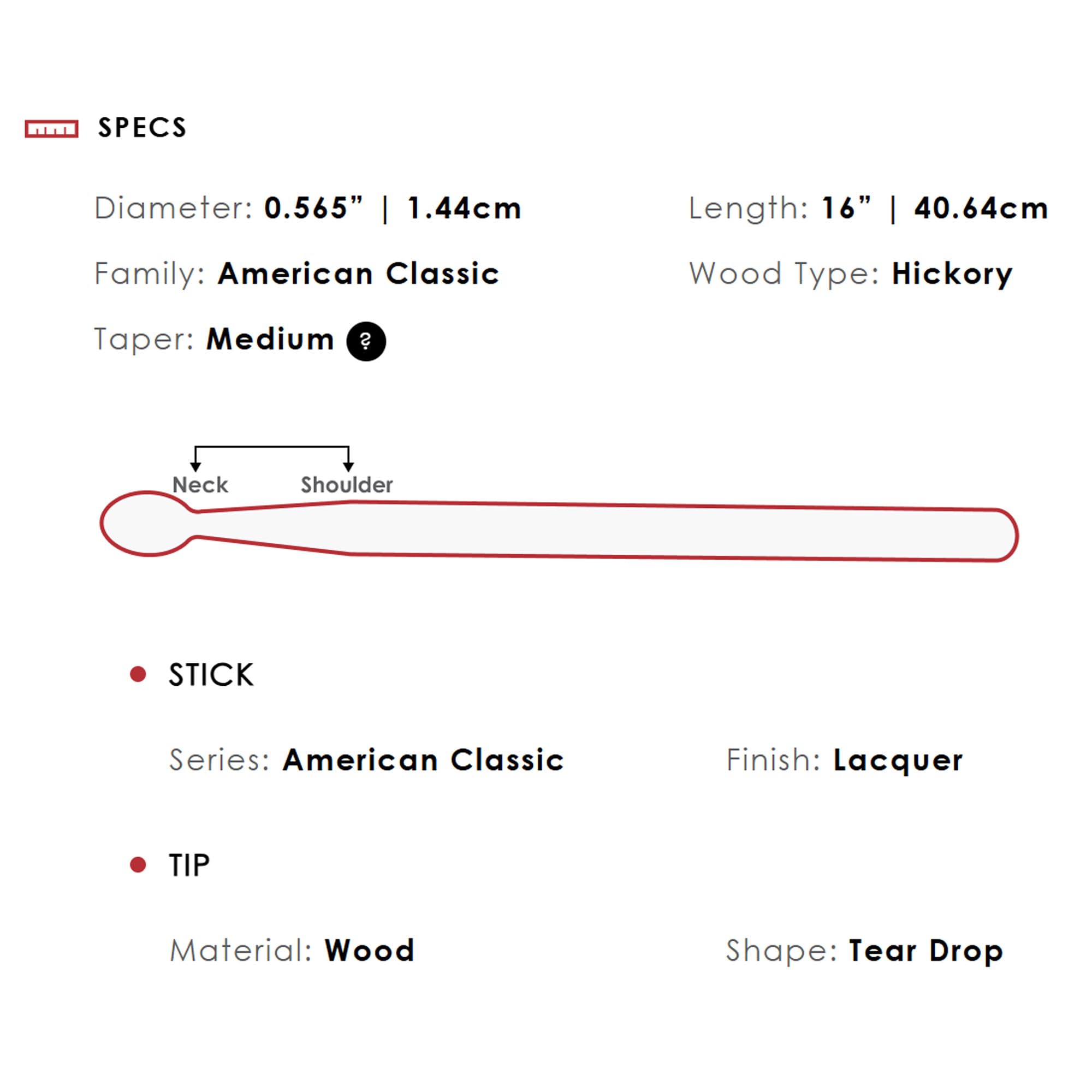 Vic Firth American Série Classique Baguettes de batterie - 5A - American Hickory - Pointe en bois - 4 Paires