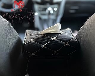 Makeover Car Leather Tissue Holder for Car Back Seat Headrest Hanging Tissue Boxes Holder Case Multi-use Car Tissue Paper Holder-Beige- Created