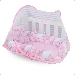 Ninho Redutor de Berço para Bebê com Mosquiteiro Várias Estampas (Estrela Lua Rosa)