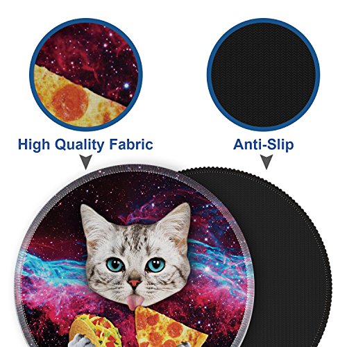Galdas Mouse Pad Mousepad Round Gaming Mouse Pad Rubber Base Cloth Mouse Pads For Computers Laptop (Updated Version) … … (Space Cat) #TOP1
