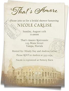 Amazon Com Italy Bridal Wedding Shower Invitations That S Amore Colosseum Rome Italy Passport Stamps Honeymoon Travel Adventure Awaits Brown Wine Vintage 12 Count Office Products