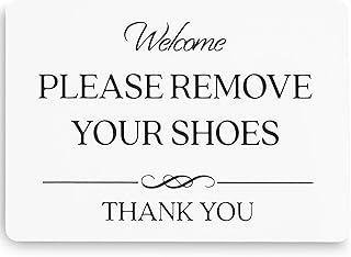 Please Remove Your Shoes Sign (White Acrylic 5 x 3.5 in) - No Shoes Sign for Your Home - Shoes Off Sign - No Shoes Sign - Please Take Your Shoes Off Sign - Airbnb Essentials for Hosts