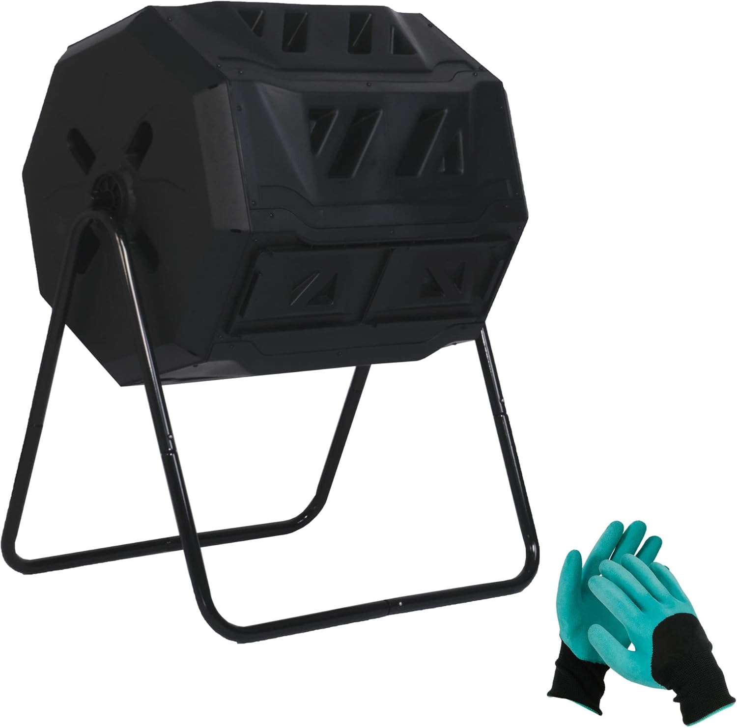Buy Dual Chamber Compost Tumbler Garden Composting Bins 42 Gallon