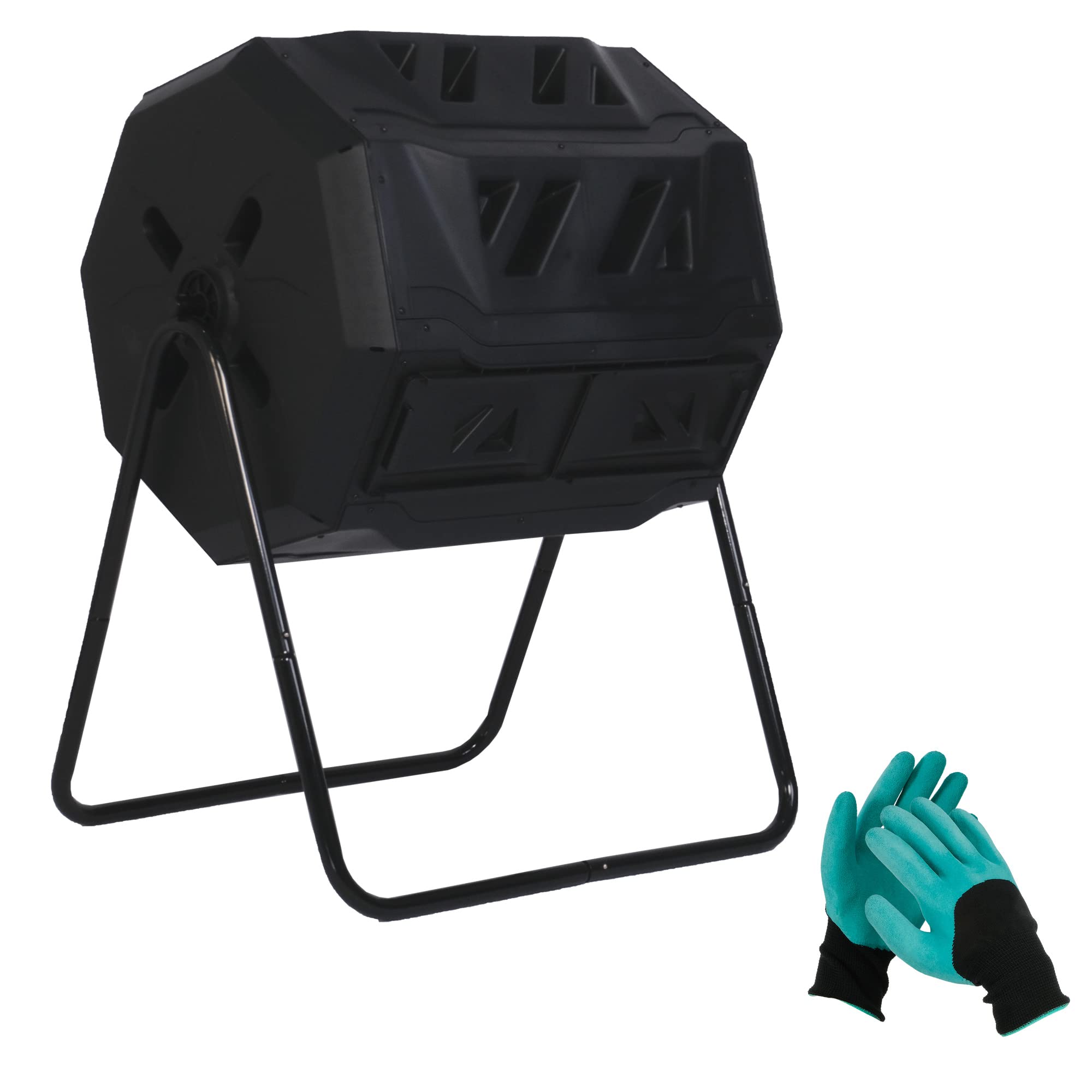 Buy Dual Chamber Compost Tumbler Garden Composting Bins 42 Gallon