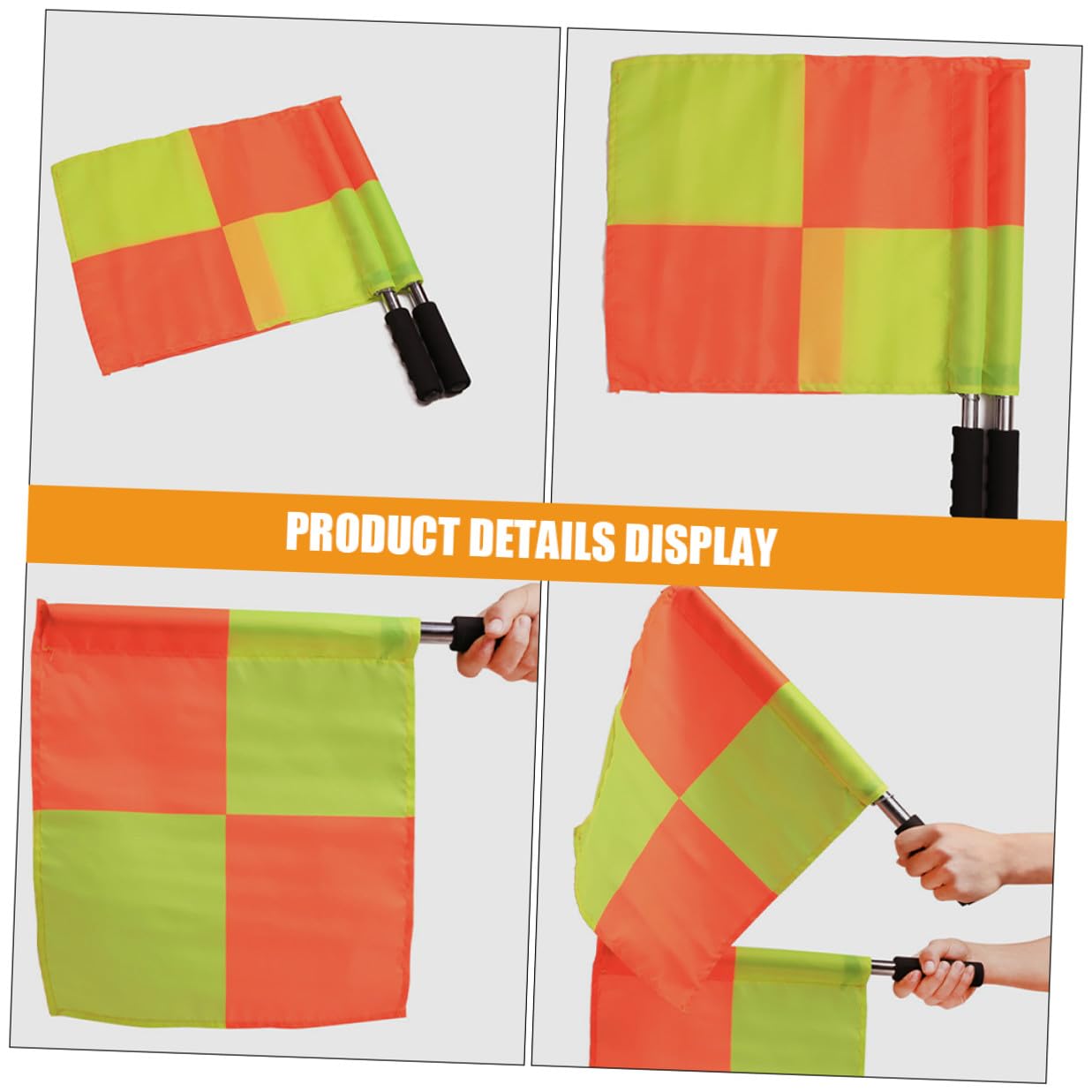 Angoily Set 2 Bandiere Arbitro Calcio a Scacchi 50x40 Cm in Poliestere, Bandierine Guardalinee Visibili per Partite e Allenamenti di Calcio, Accessori Kit Arbitro Sportivo Stile