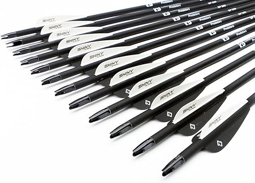 Miniatura 30 de Flecha de carbono de 30 pulgadas con puntas extraíbles para arco compuesto y recurvo (paquete de 12 unidades)