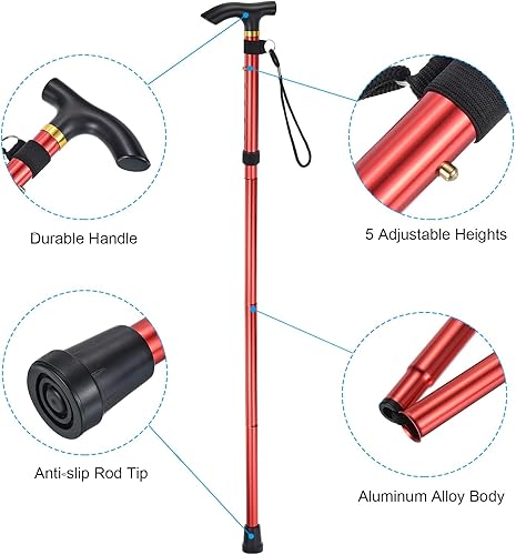 Miniatura 4 de PATIKIL Bastones de trekking, bastón plegable telescópico plegable de aleación de aluminio de bloqueo rápido para senderismo al aire libre caminar