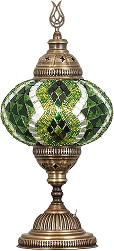 Miniatura 10 de Lámpara de mesa de pilas (15 colores) con mosaico turco marroquí hecho a mano, con foco LED integrado, para mesa, escritorio, mesita de noche, sin