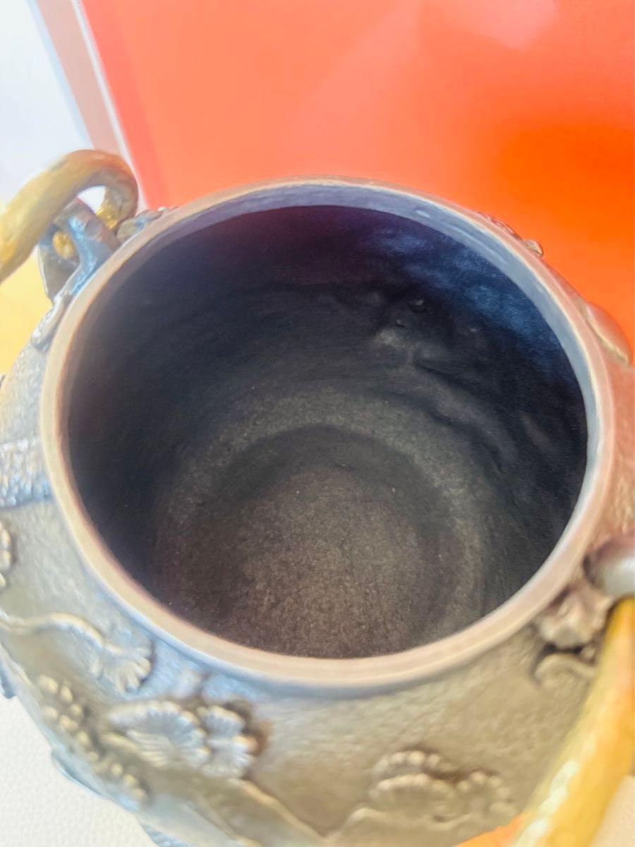 鉄瓶 アンティーク骨董 古玩 茶道具 龍文堂 鉄瓶 茶道具 湯沸 茶器 銅