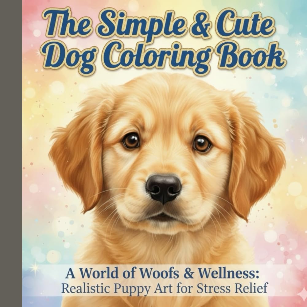 The Simple & Cute Dog Coloring Book: A World of Woofs & Wellness: Realistic Puppy Art for Stress Relief