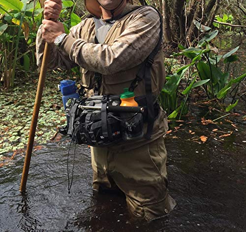 Multifunktionale Gürteltasche mit 2 Flaschenhalter Rucksack Umhängetasche Trinkgürtel Bauchtasche Militärstil Handyfach Wasserdicht Laufgürtel Hüfttasche für Wandern Reise Camping Radfahren