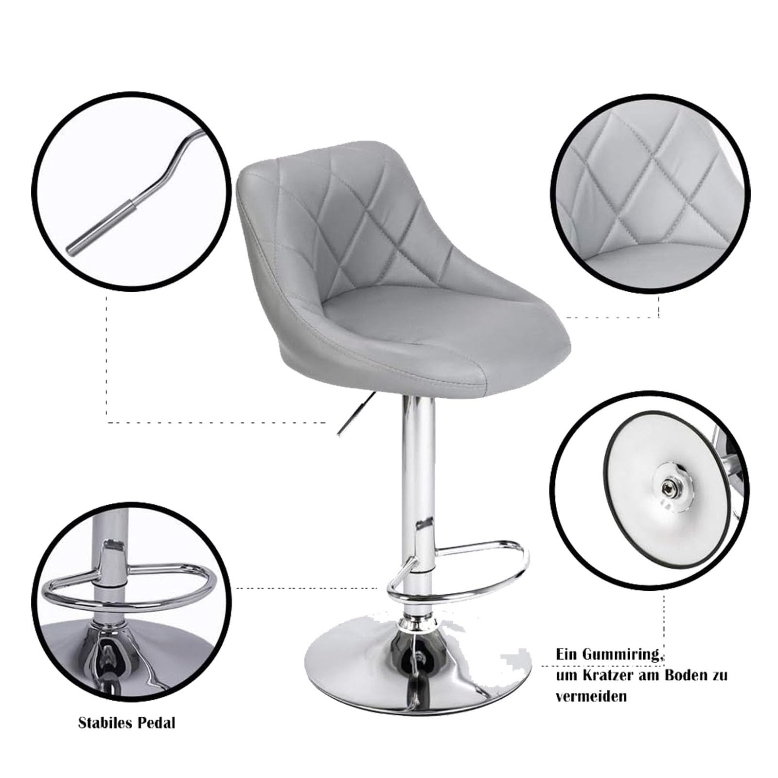 Amazon｜モダンなバースツール2個、360°回転カウンターハイスツール