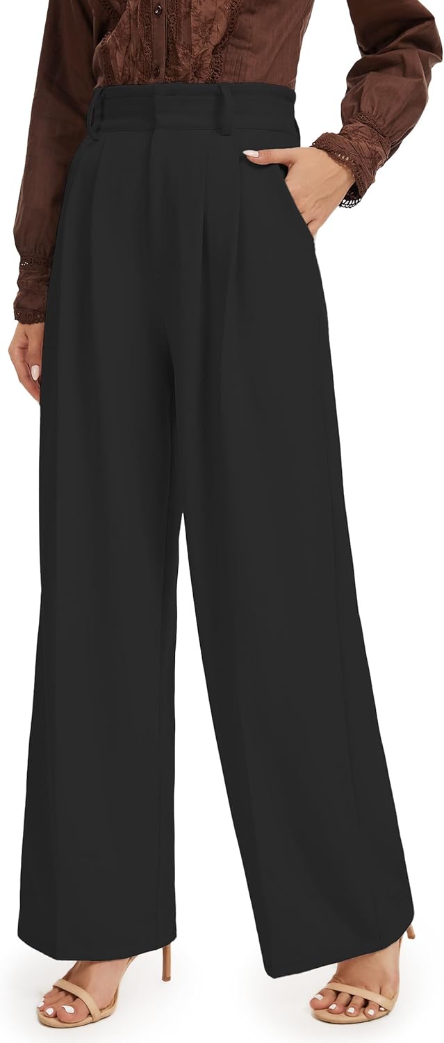 Women High Waist Straight Leg Pant with Pocket Lightweight Business Slack